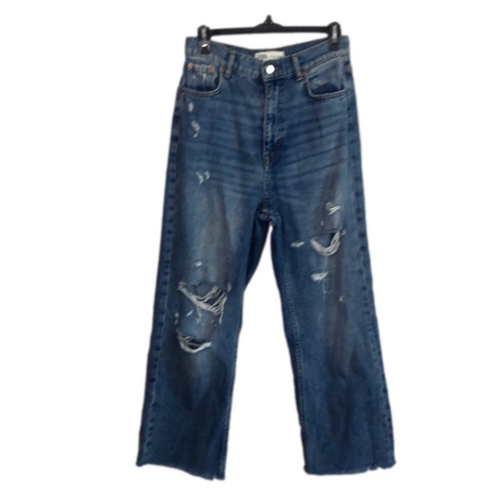 ZARA‎ Women's Size 4 Distressed Slouchy Wide Leg Jeans Festival Grunge
